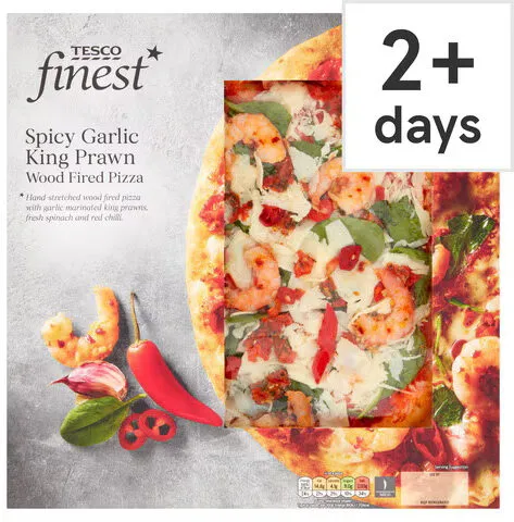 Finest spicy garlic king prawn pizza