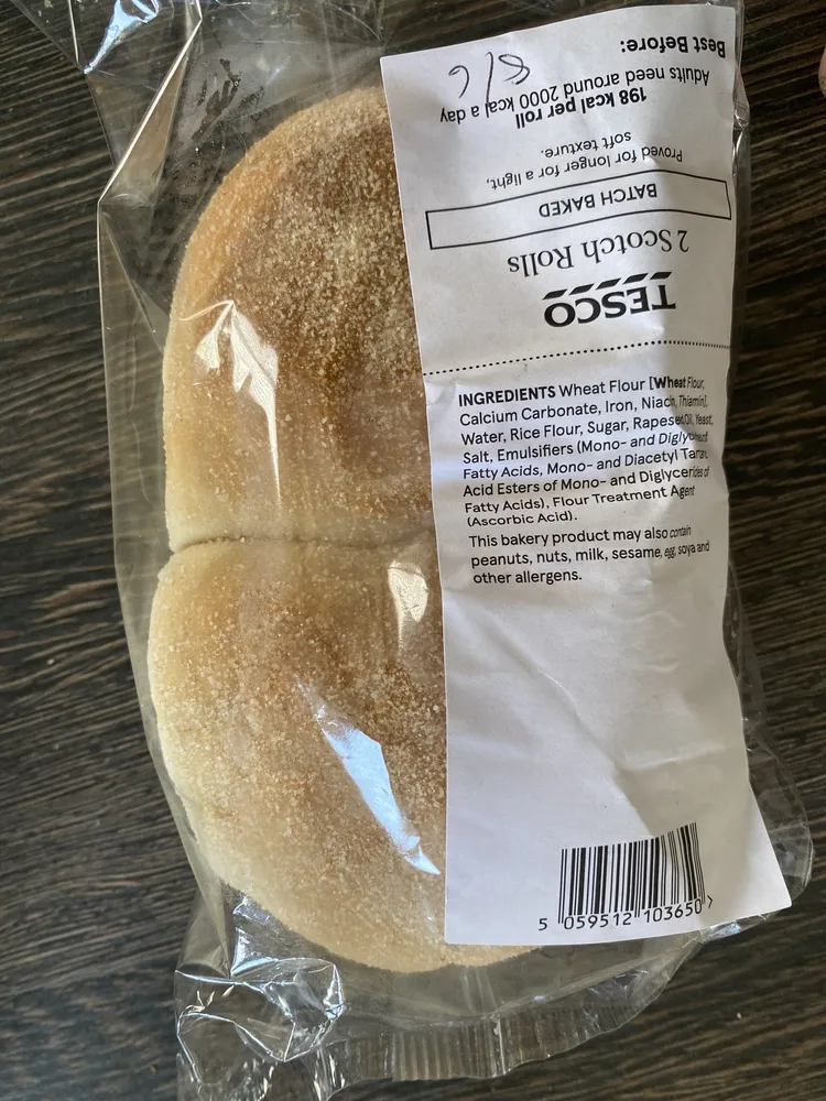 Tesco Scotch Rolls 2 pack batch baked