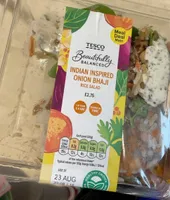 Indian inspired onion bhaji rice salad