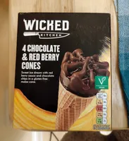 Chocolate and red berry cones