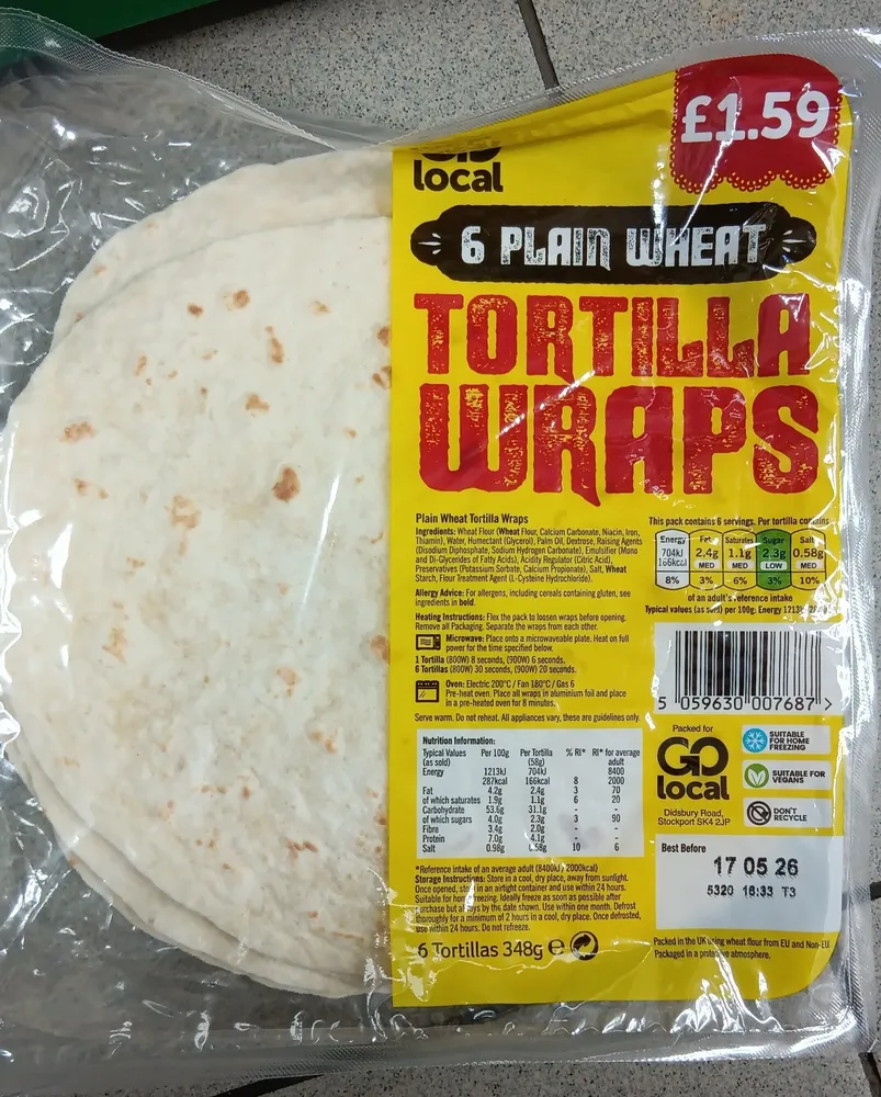 Plain Wheat Tortilla Wraps