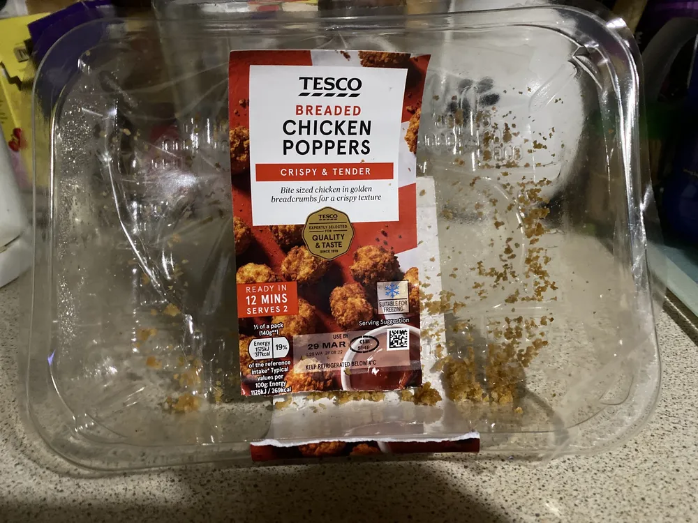 Breaded chicken poppers