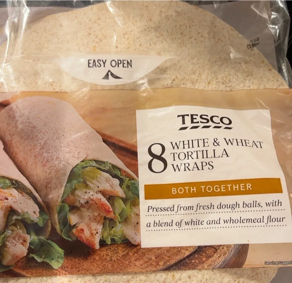 White and wheat tortilla wraps