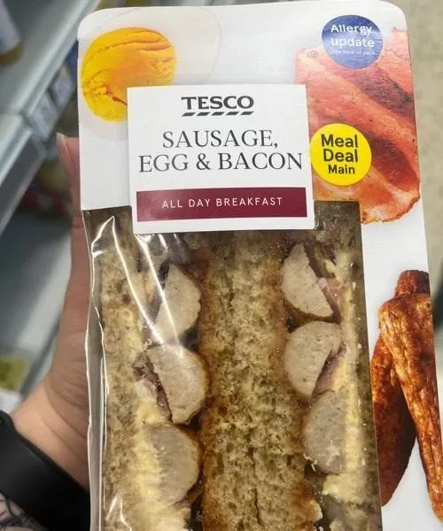 Sausage egg and bacon sandwich