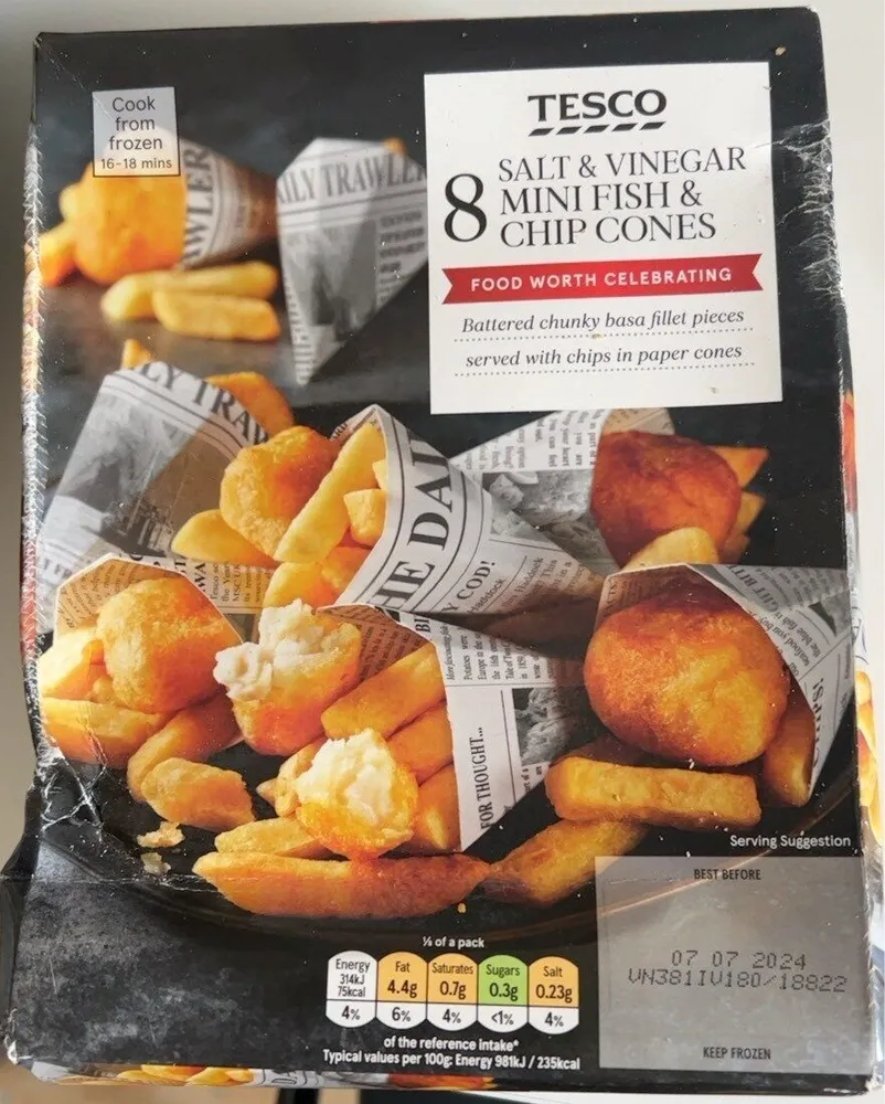 Mini fish and chip cones