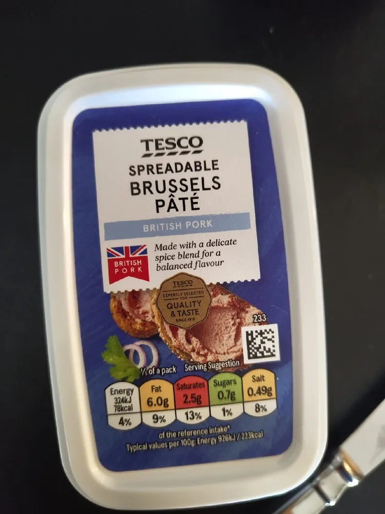 TESCO SPREADABLE BRUSSELS PÂTÉ BRITISH PORK BRITIS