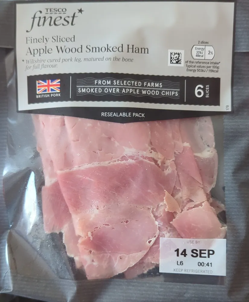 finest £3. TESCO finest Finely Sliced Apple Wood S