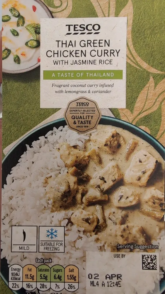 THAI GREEN CHICKEN CURRY WITH JASMINE RICE