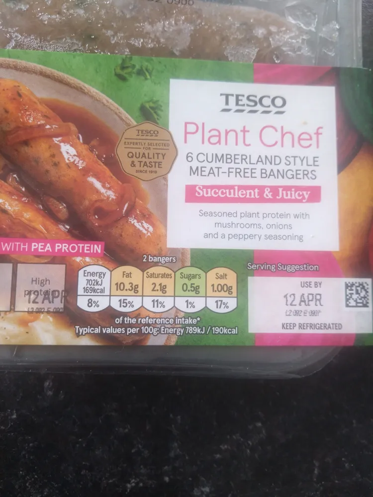 Plant Chef Cumberland Style Meat Free Bangers