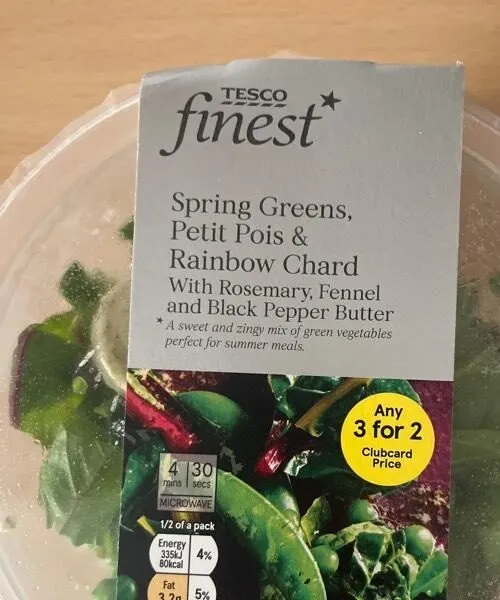 Spring greens petit pois & rainbow chard