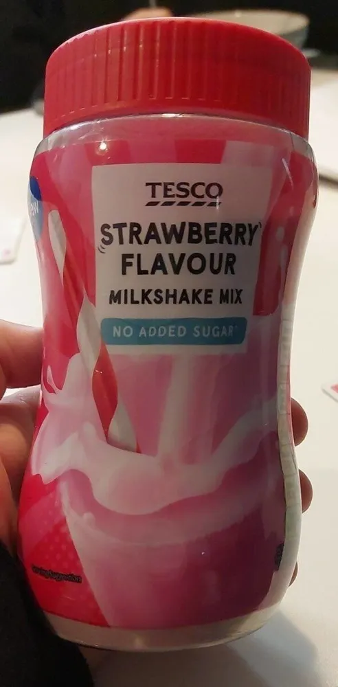 TESCO STRAWBERRY FLAVOUR MILKSHAKE MIX NO ADDED SU