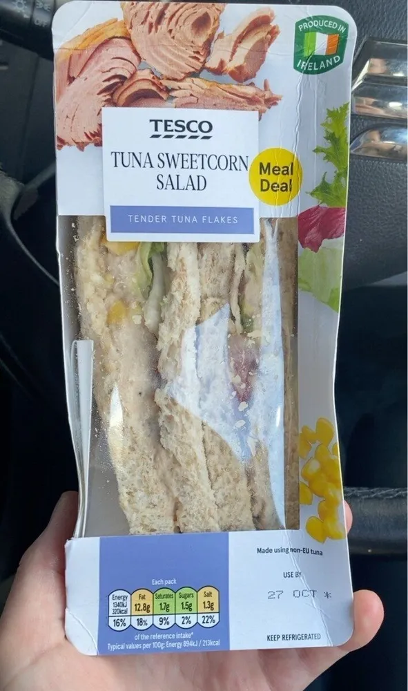 Tuna seetcorn salad sandwich