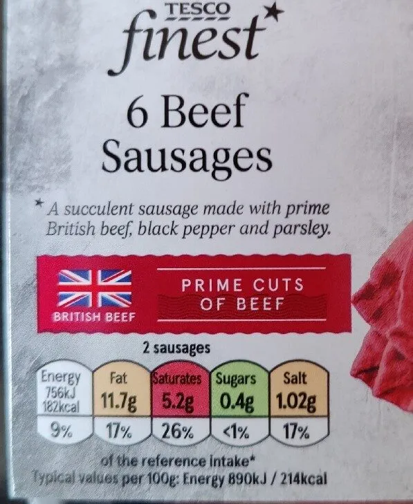 Tesco Finest Beef Sausages