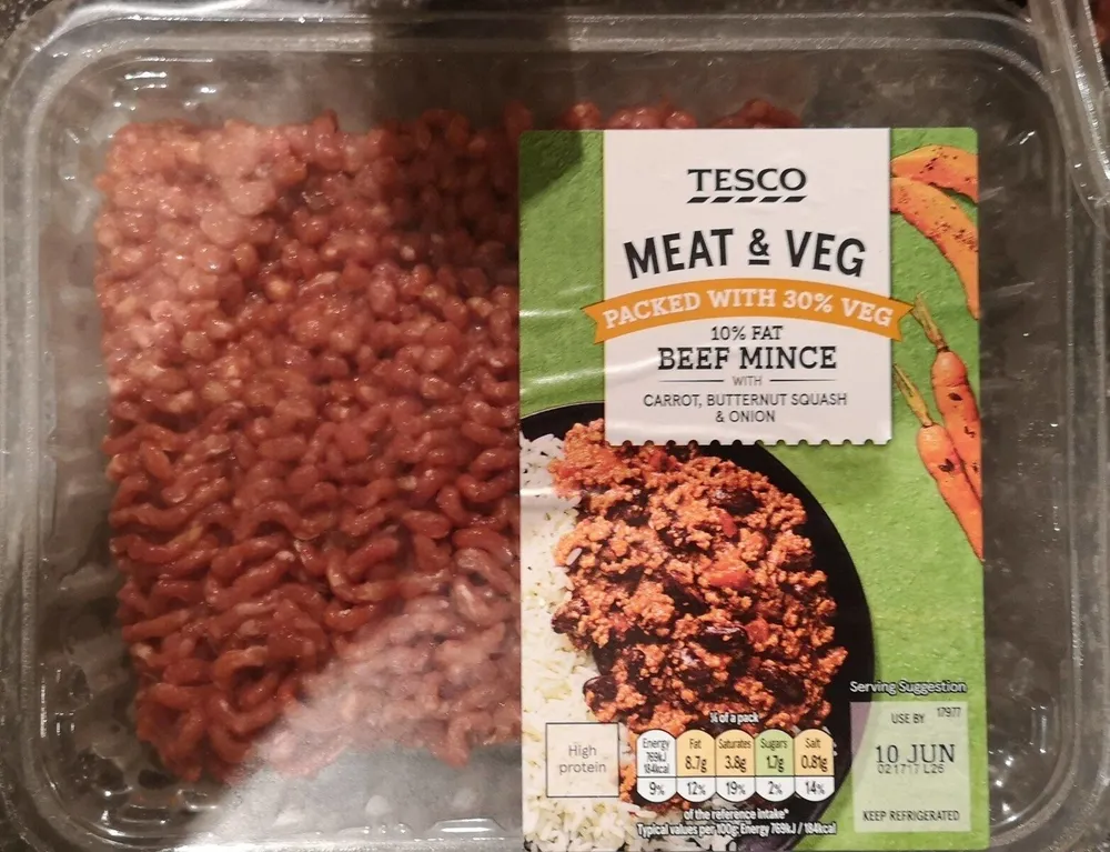 Beef mince with carrot butternut squash and onion