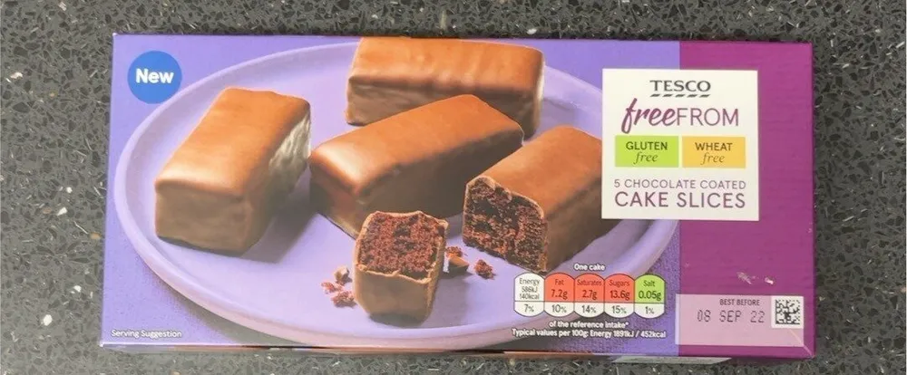 Free from gluten Chocolate Coated Cake Slices