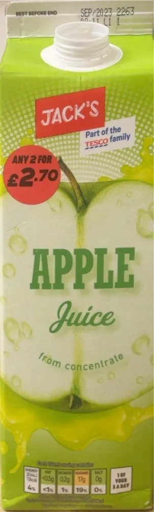 Apple juice from concentrate