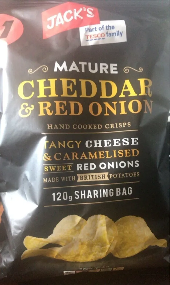 Mature cheddar & red onion hand cooked crisps