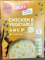 Chicken and vegetable  soup with croutons
