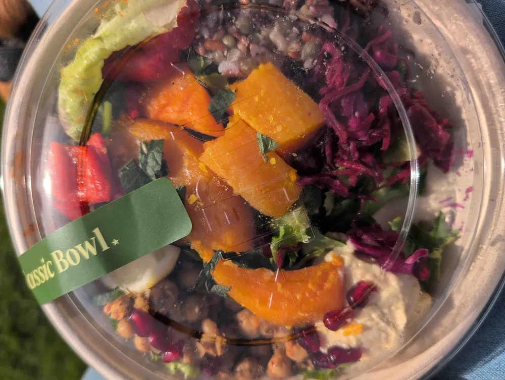 Butternut & hummus mezze bowl