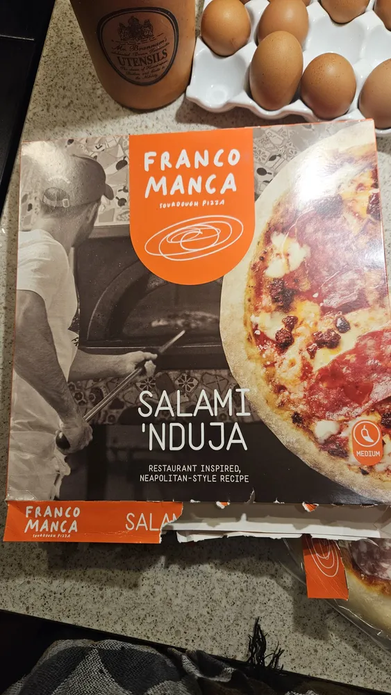 Salami and nduja pizza