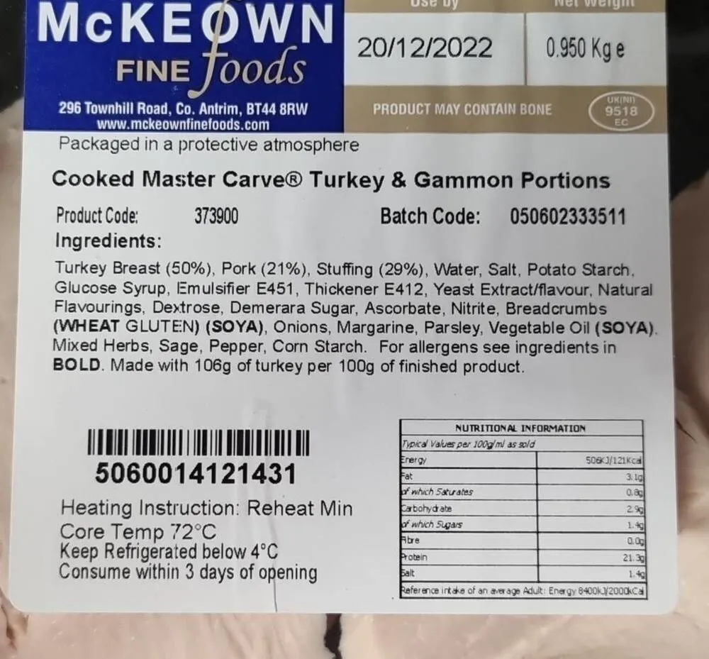 Cooked master carve turkey and gammon