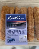 Breaded chunky cod fish fingers