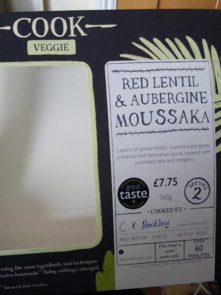 Red Lentil & Aubergine Moussaka