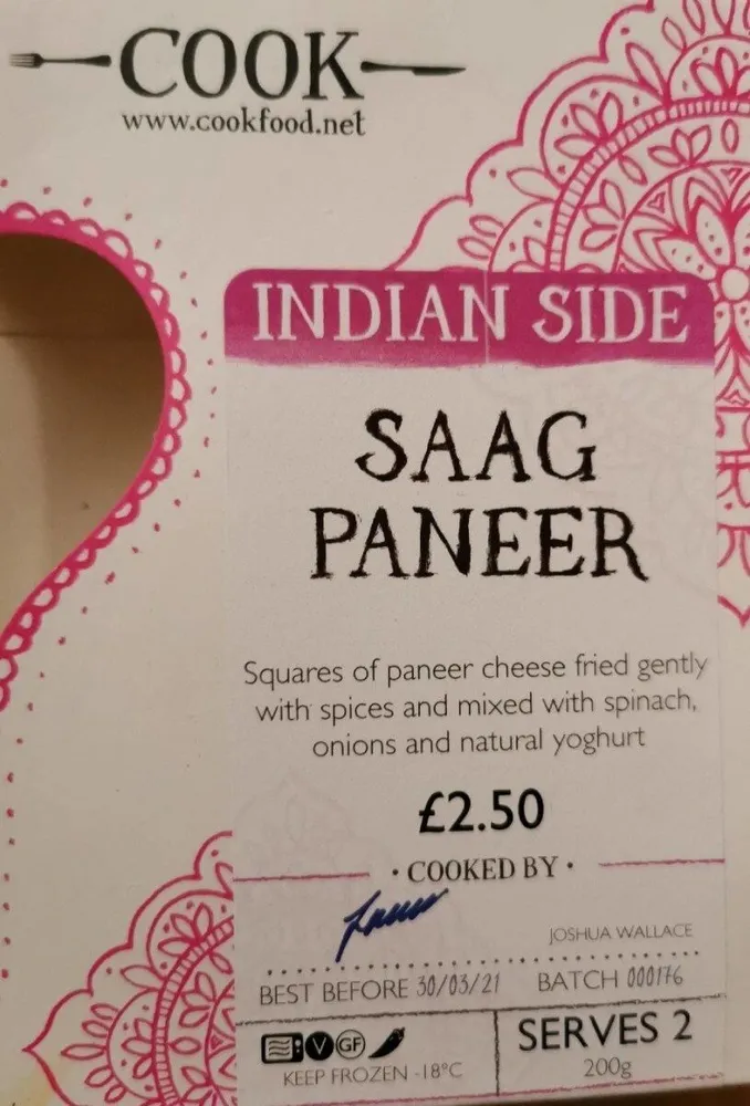 Indian side Saag Paneer