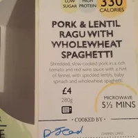 Pork & Lentil Ragu with whole-wheat spaghetti