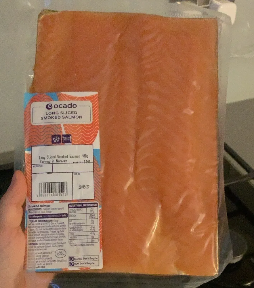 long sliced smoked salmon