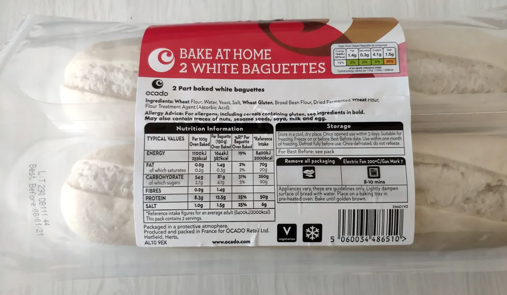 Bake at home white baguettes