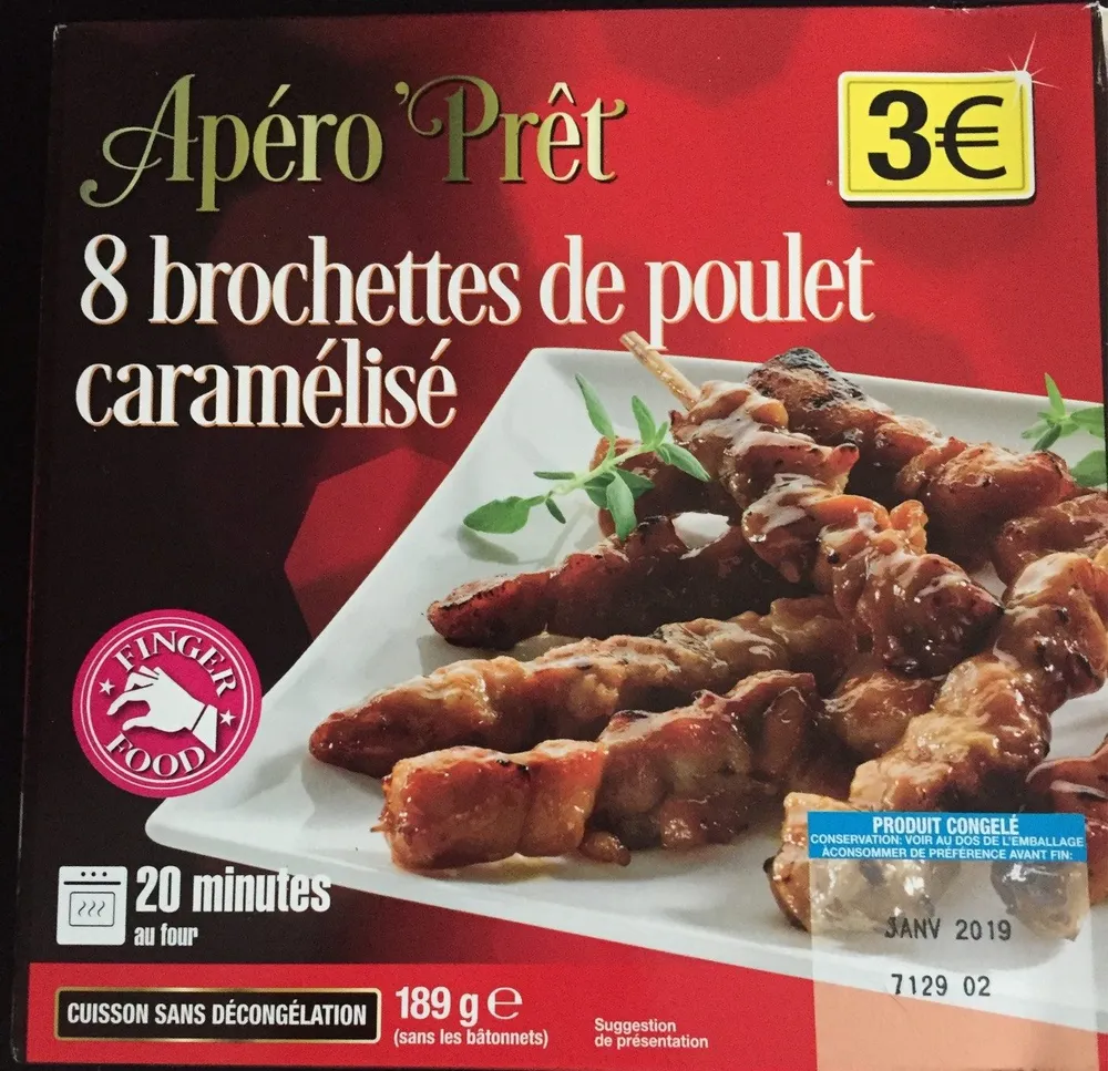 8 brochettes de poulet caramélisé