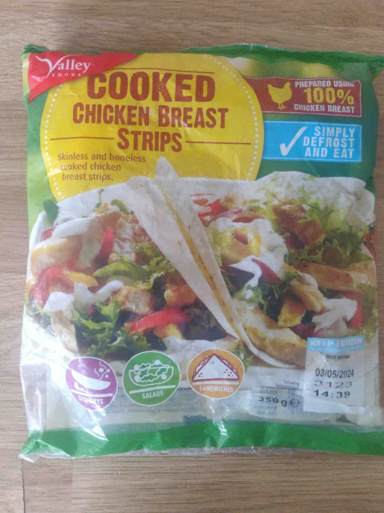 cooked chicken breast strips