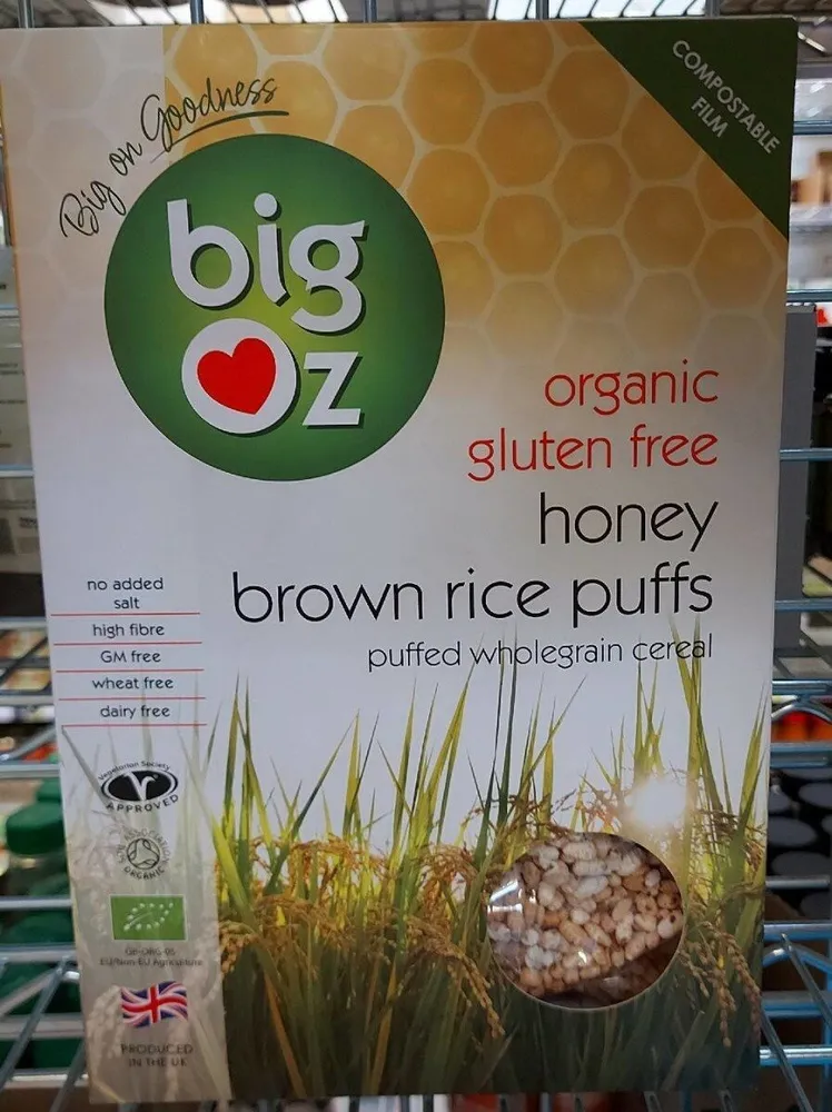 Honey brown rice puffs