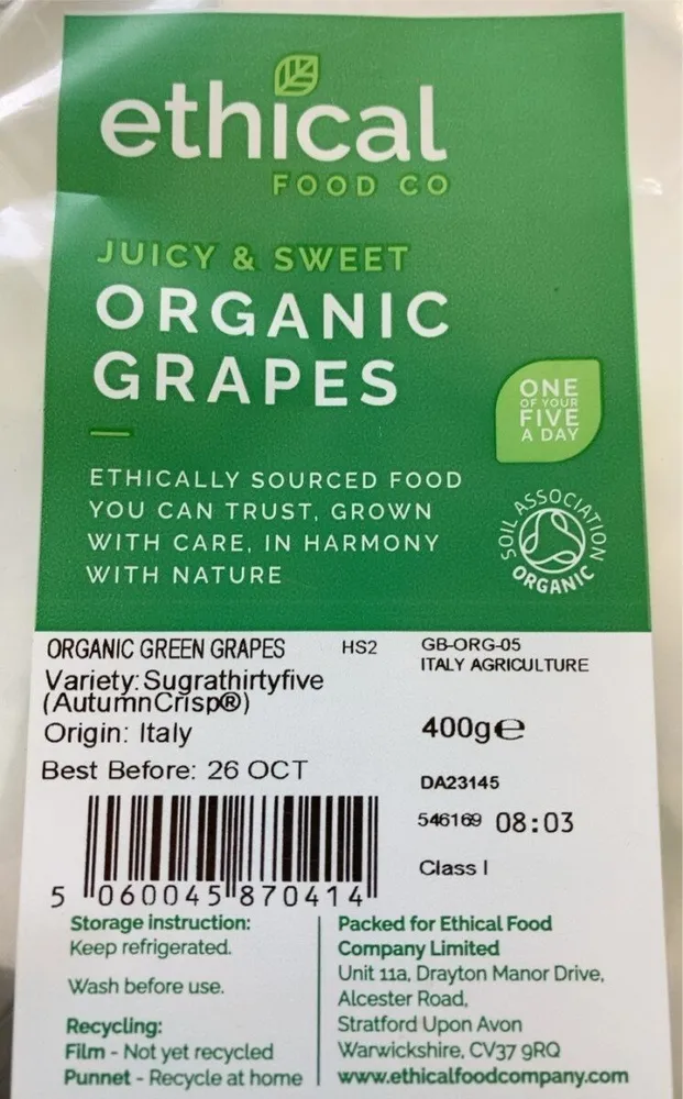 Ethical food co organic grapes