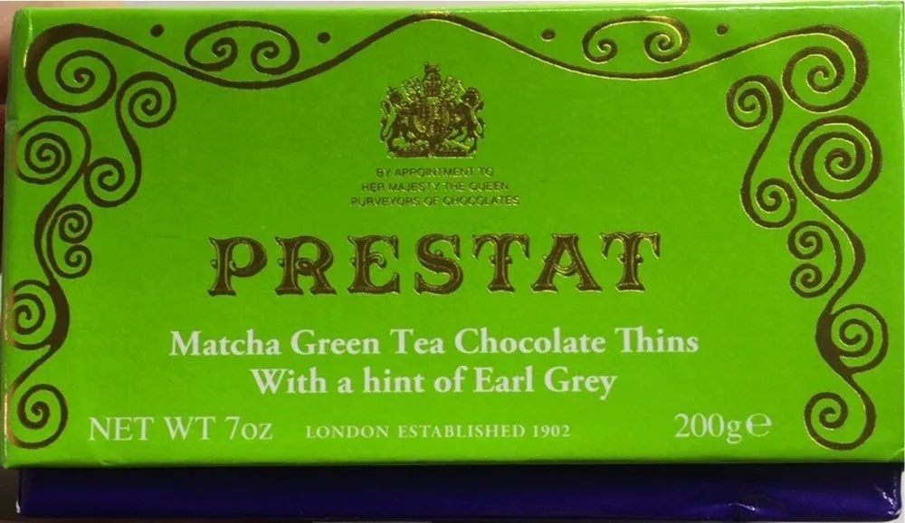 Matcha green tea chocolate thins with a hint of earl grey