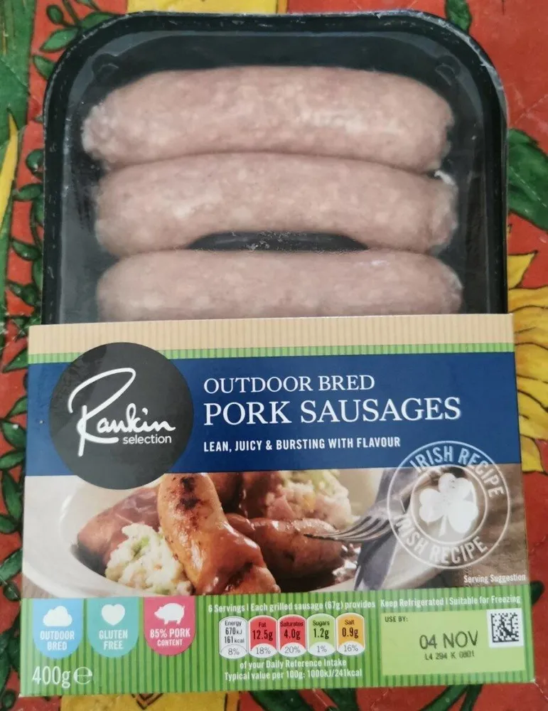 Outdoor bred pork sausages