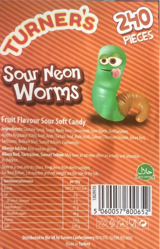 Turner’s sour neon worms