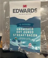 Unsmoked dry cured streaky bacon