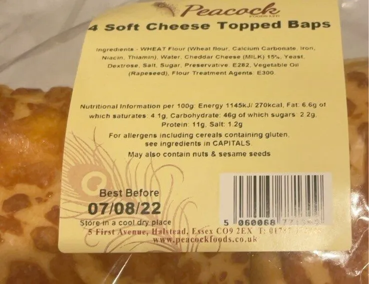 Soft cheese topped baps