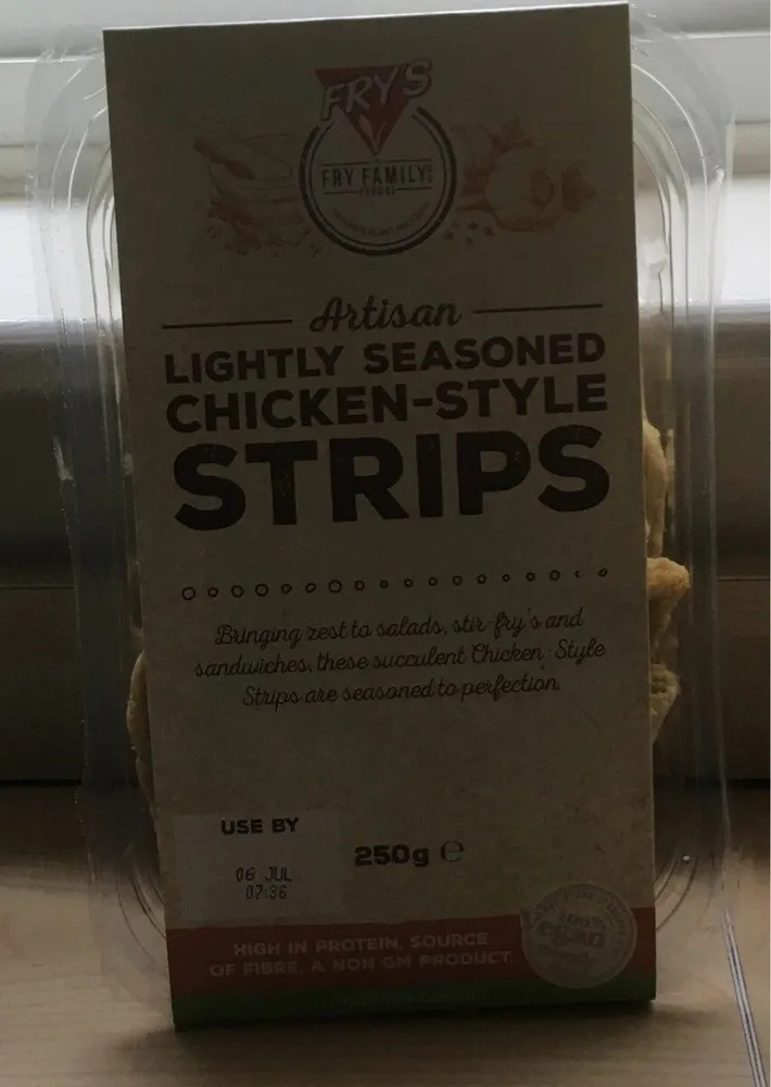 Lightly seasoned chicken-style strips