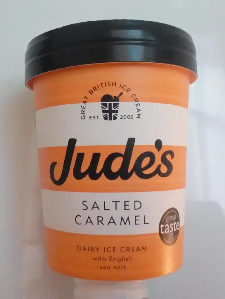Salted caramel dairy ice cream with English sea salt