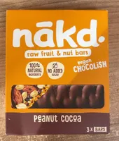 Peanut cocoa raw fruit and nut bar