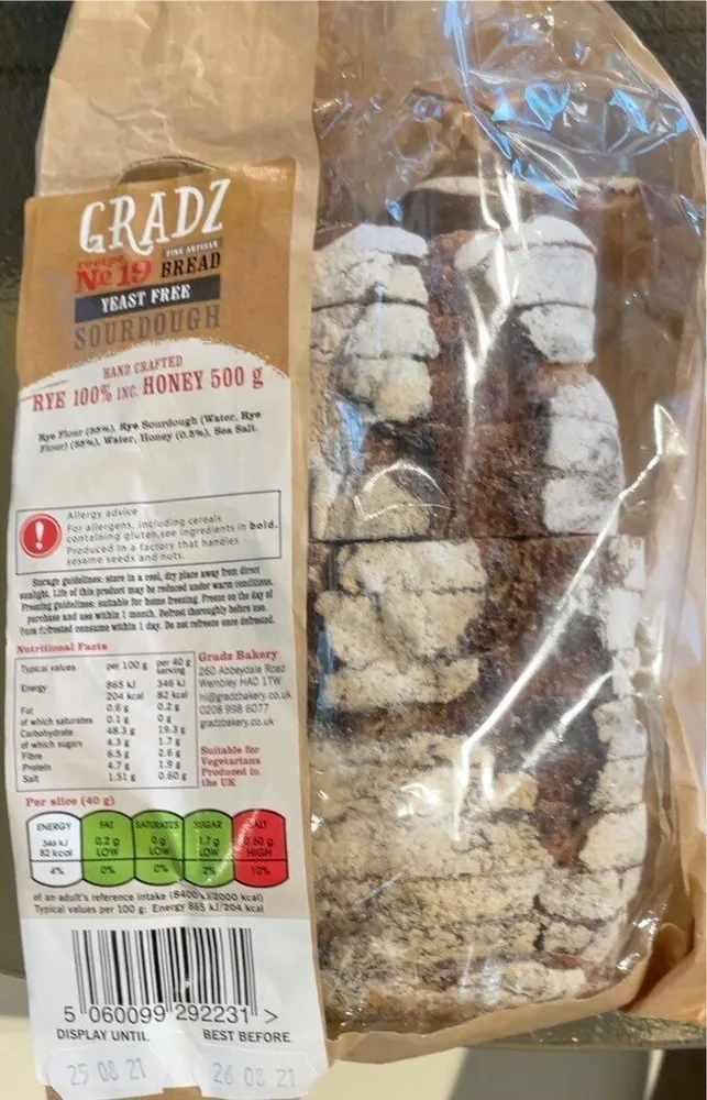 Gradz No 19 yeast free rye bread