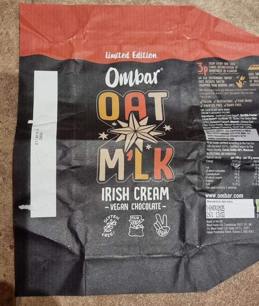 Oat Milk Irish Cream Vegan Chocolate
