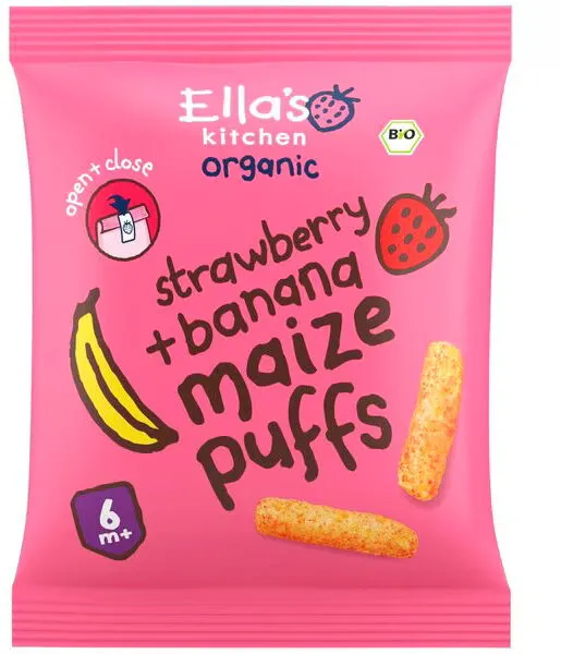 Strawberry + Banana maize puffs