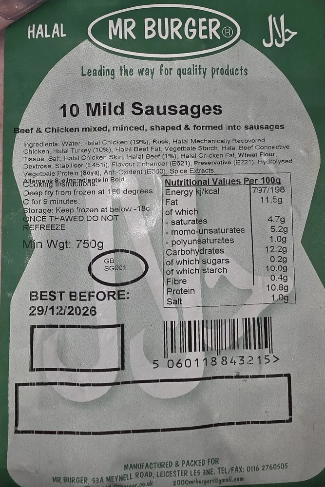 10 Mild Sausages