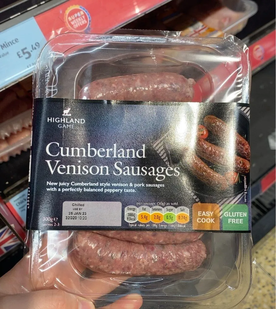 Cumberland venison sausage