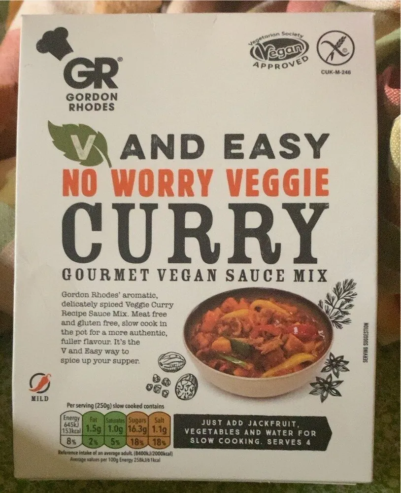 No worry veggie curry vegan sauce mix