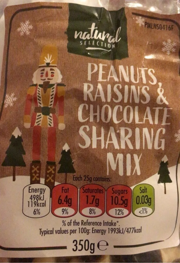 Peanuts, raisins & chocolate sharing mix